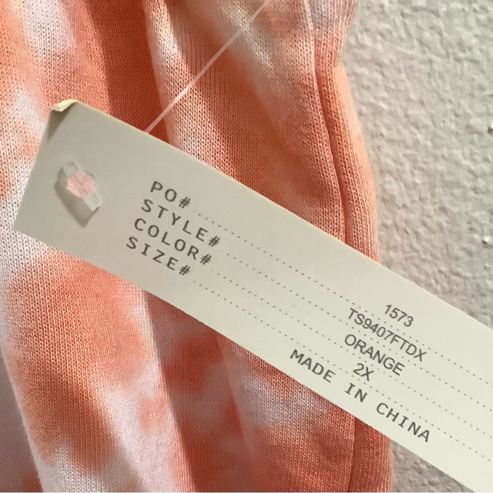 Women's Tie-Dye Shorts in Orange and White - Picture 2 of 4
